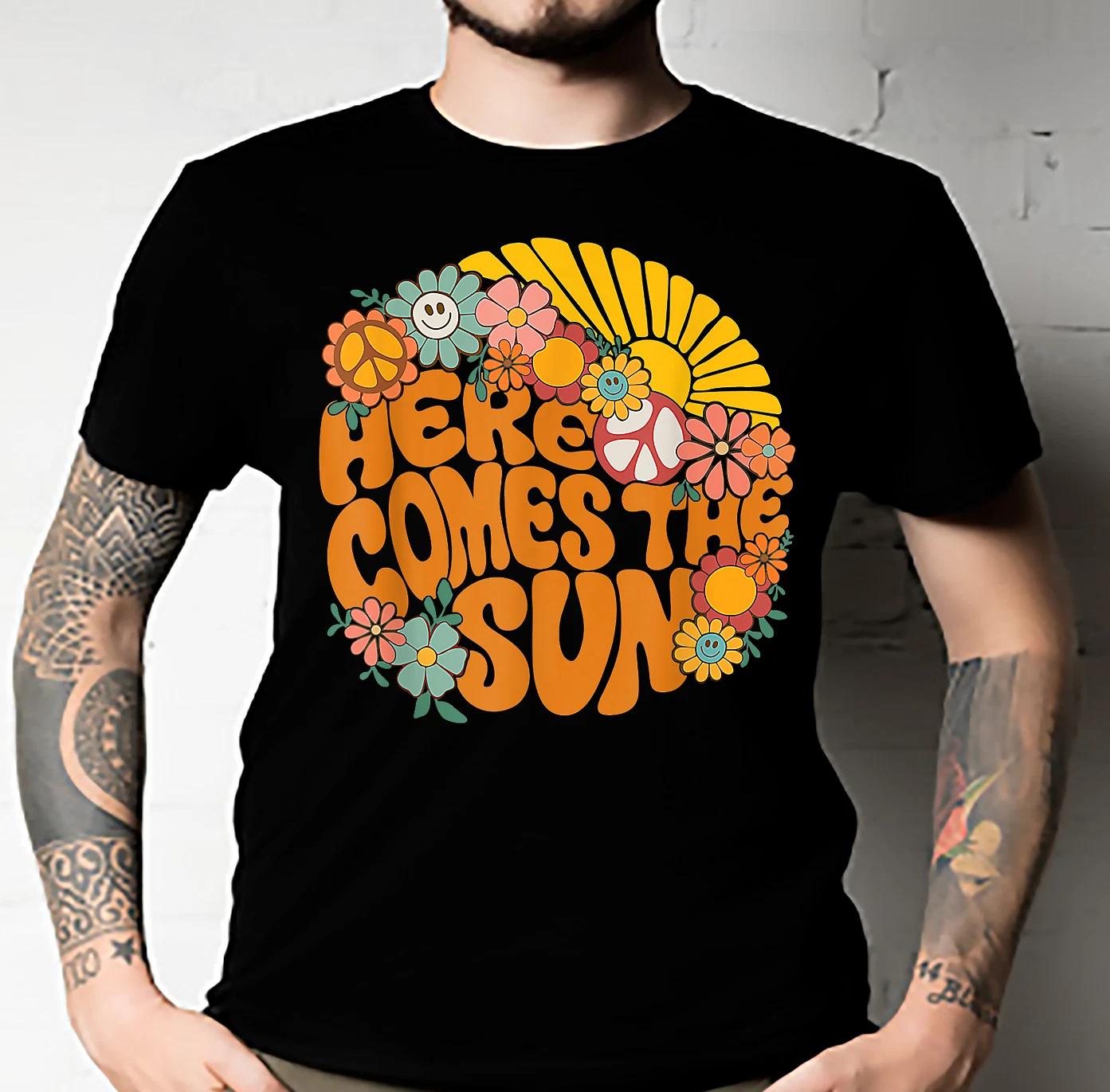 Men s and Women s T-shirts Retro Here Comes The Sun Floral Summer Family Vacation S