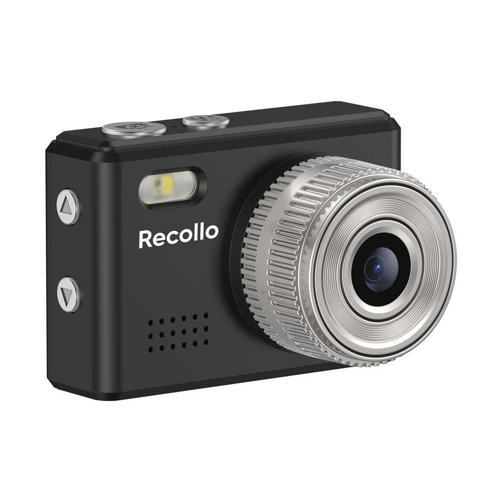 IRT Recollo Toy Camera Mini Compact Digital Camera with Photo and Video Recording microSD Card Black Function, Included,