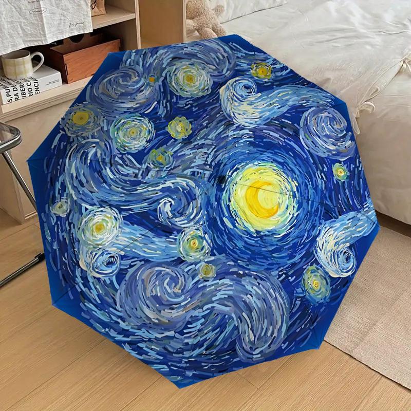 1pc Starry Night Automatic Folding Umbrella, Heavy-Duty 8-Rib Construction, Perfect for Everyday Yy251114121