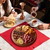 Round Food Serving Plate Large Serving Tray with 8 Removable Compartments Wooden Platter Charcuterie Board Snack Deseert Tray