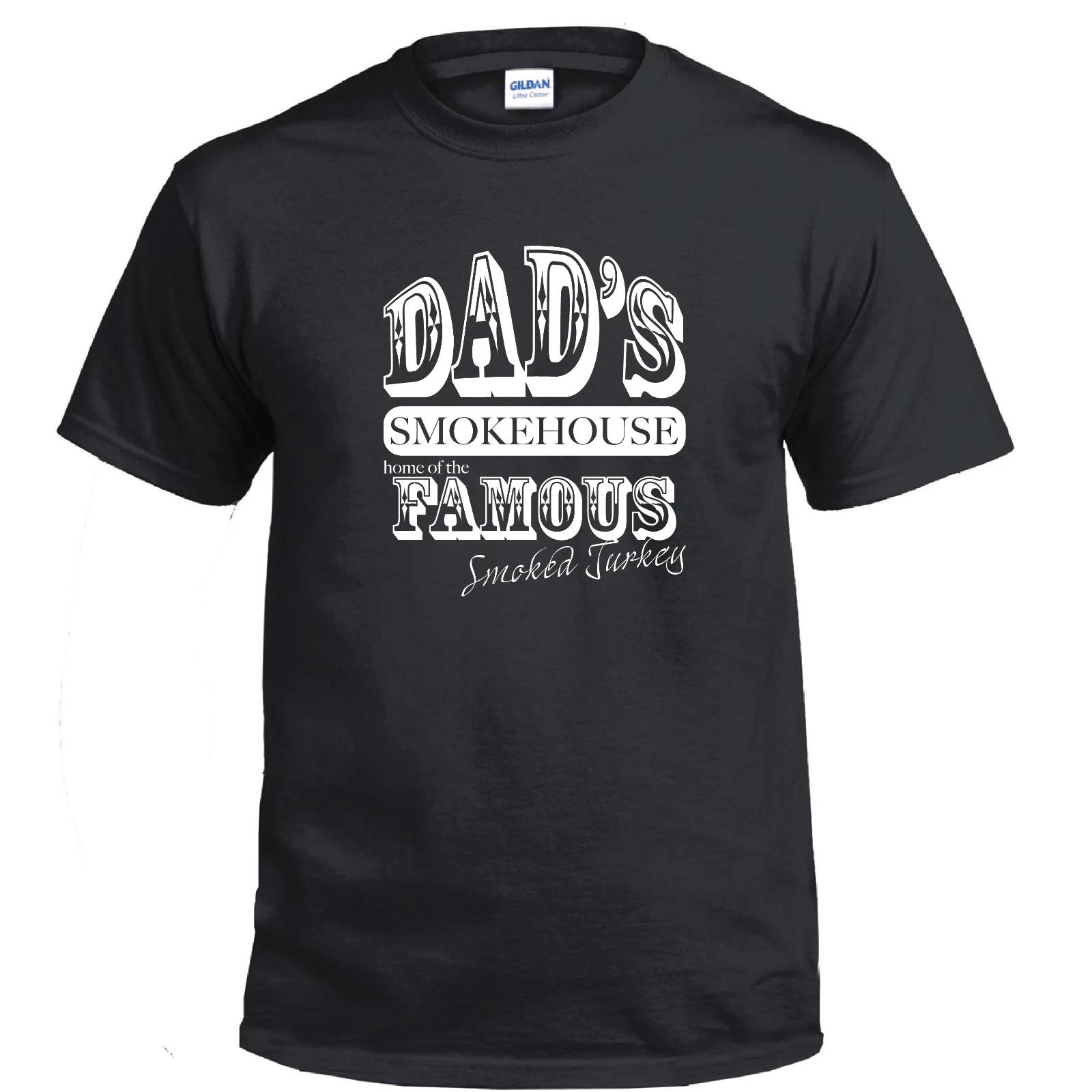 

Dads Smokehouse BBQ Custom Name Fathers Day Gift Chef Cook Cotton Black T-Shirt 2XL