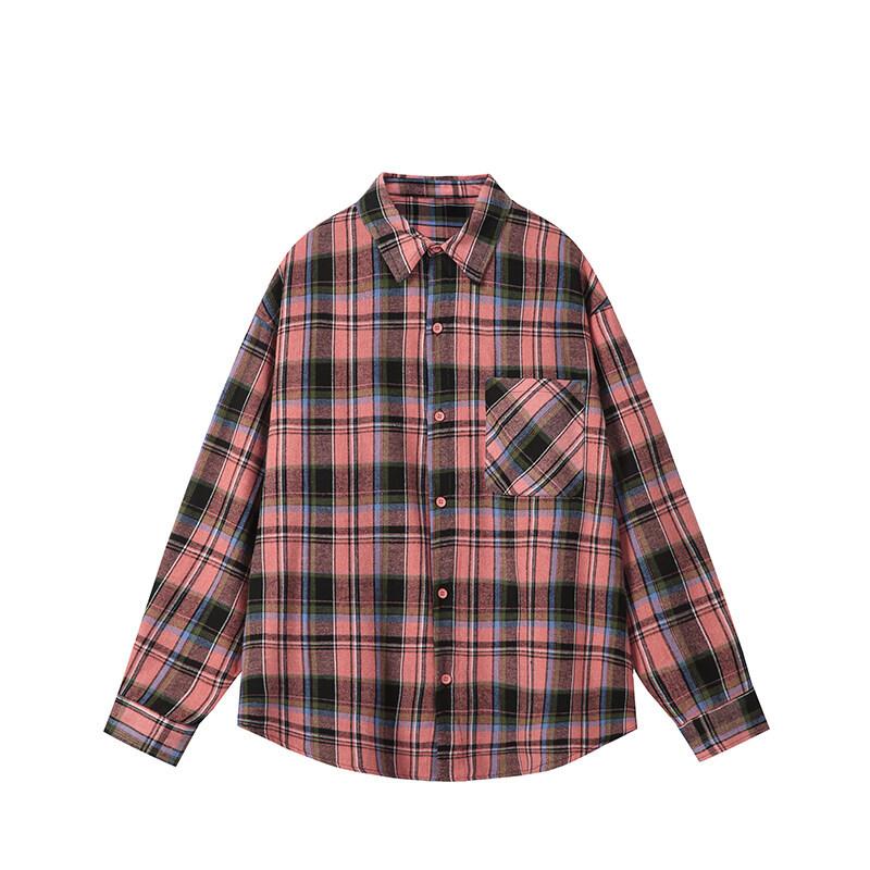 Japanese Retro Plaid Shirt Men Spring and Autumn Fashion Trend Versatile Long-sleeved Shirt Jacket Men