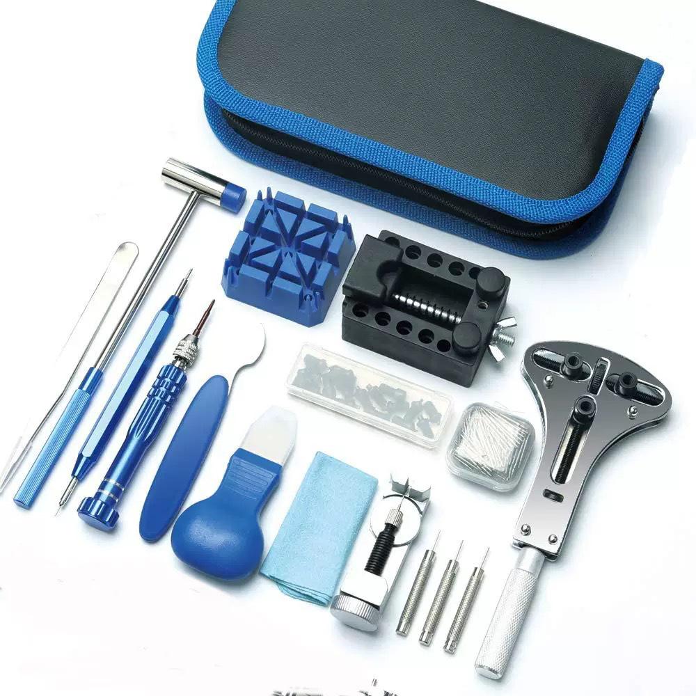 185-Piece Watch Repair Tool Set with Blue Bag: Case Opener & Strap Removal Tools