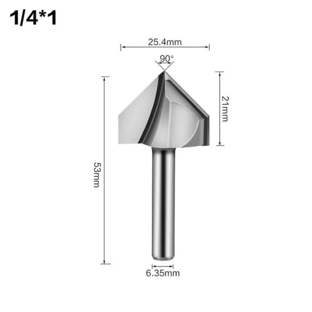 1PC 1/4 Inch Shank 90 Degree V Groove Router Bit Set CNC Engraving Drill Bits Solid Hardened Steel Router Bits High Quality