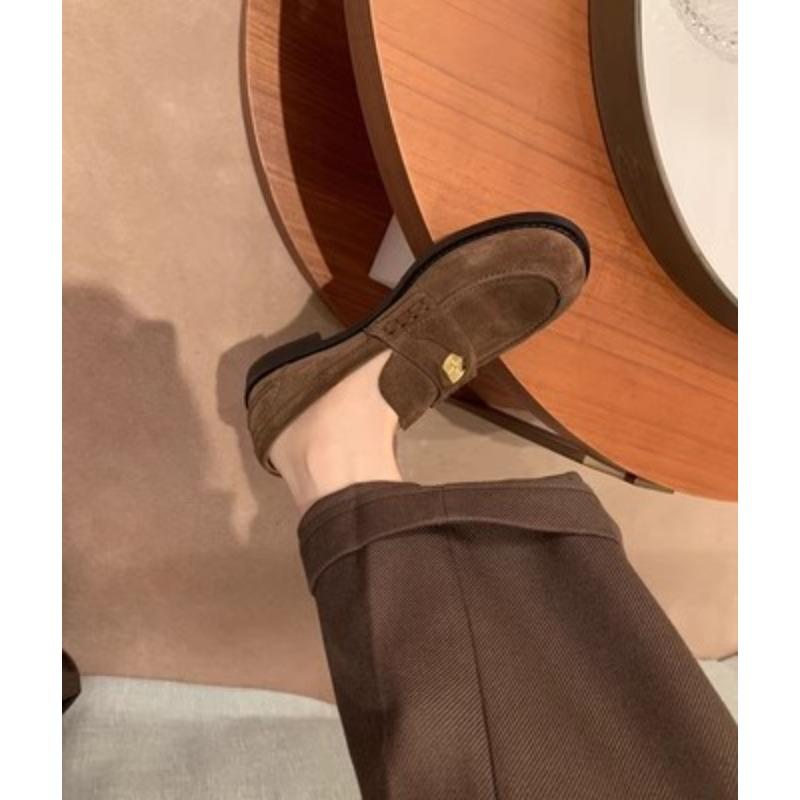 Sheepskin version~ retro small gold coin matte women's genuine leather flat-soled small leather shoes