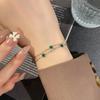 Fashion commuter natural jadeite yang green double row design inlaid women's light luxury versatile bracelet fashion retro jewelry gift