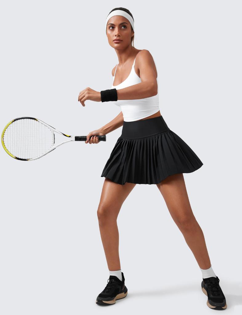 CRZ YOGA Tennis with Inner High Size M Skirt/Golf Skirt, Pleated, Shorts, A-Line, Waist, Pockets, Tennis/Golf Wear, Black,