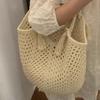 Hohle handgewebte Tragetasche für Damen - Koreanischer Lazy-Stil Große Kapazität Stroh gewebte Tasche