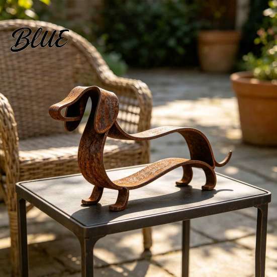 Wrought Iron Animal Decor Rustic Dachshund Metal Sculpture Minimalist Line Art Dog Statue Vintage Small Figurines Wiener Tabletop Figurine