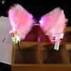 LED Headband with Bell 3-speed Flash Bowknot Design Light-up Plush Glowing Cat Ear Hair Hoop for Party
