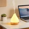 Colorful LED Aroma Diffuser with Wood Grain Base - Small Desktop Humidifier & Fragrance Machine