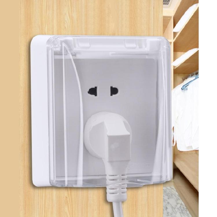 Clear 86 Type Outdoor Socket Waterproof Box Plastic Electrical Outlet Cover Splashproof Box Self-Adhesive Socket Case