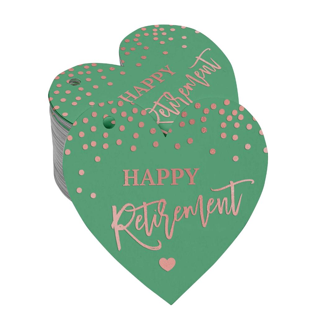 Inkdotpot Silver Foil Paper Hang Tag Happy Retirement Favor Tag 100 Pieces