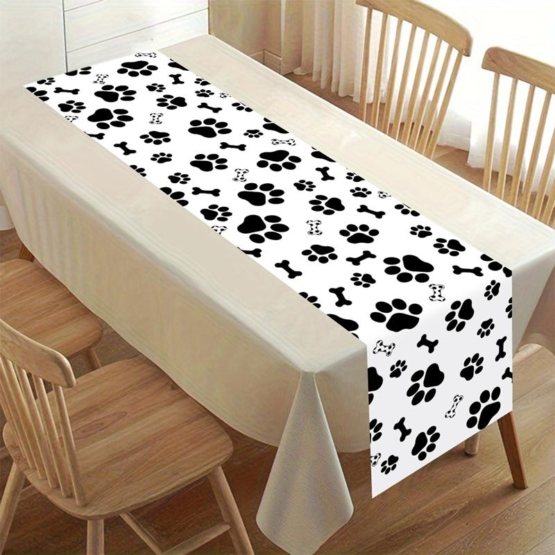 Pet Dog Paw Table Runner Puppy Themed Birthday Party Decorations Table Cover for Pet Paw Birthday Party Supplies Tablecloth