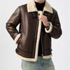 Men's Trendy Shearling & PU Leather Motorcycle Jacket - Autumn/Winter Short Lambswool Outerwear