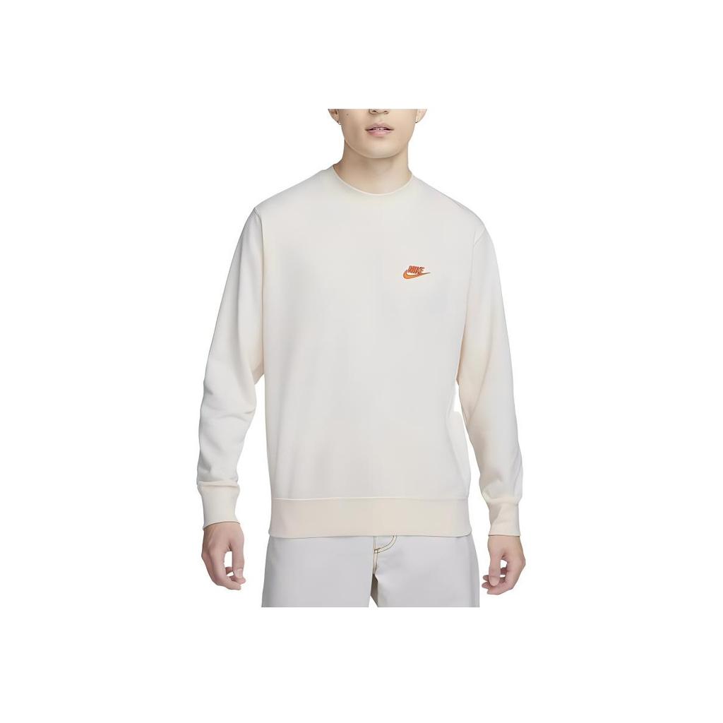 Nike Logo Print Crew Neck Sweatshirt Men Tops Light-Ivory FN8515-110