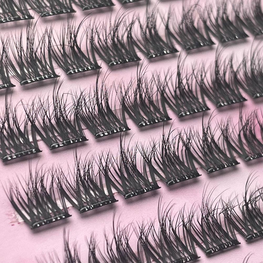 Glue-Free Self-Adhesive False Eyelashes Single Cluster C-curled Natural Faux Mink Lashes DIY False Eyelashes
