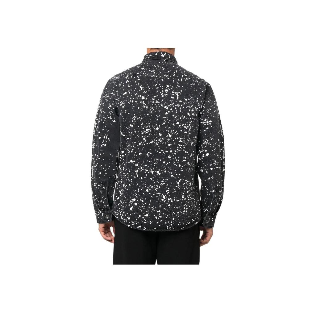 Off-White Diag Paint Denim Shirt Black/White Men Tops OMYD027F22DEN0011001