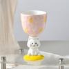 Cat High Legged Ice Cream Cup Ceramic Girls Sweet Wine Glass High Value Design Niche Personality Creative Ice Cream Cup