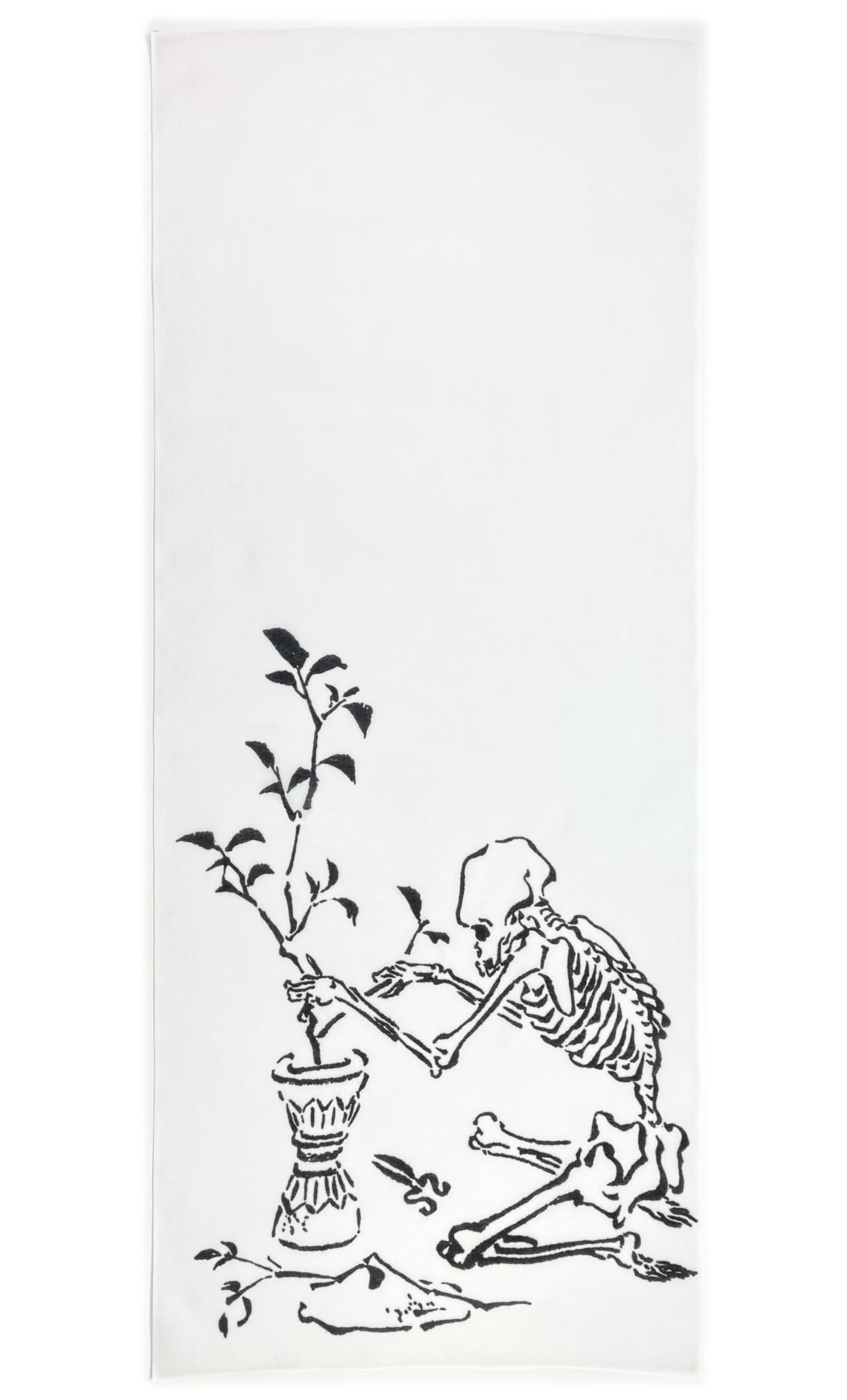 

Кокинтозай Тэнугуи (полотенце для рук) Кёсай Каванабэ, Скелет, расставляющий цветы, Белый