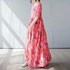 Simple and Fashionable Long Skirt Summer Short Sleeved Round Neck Printed Dress