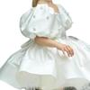 Children's Fashion Show Evening Gown, White Fluffy Silk Princess Dress, Small Host Performance Costume
