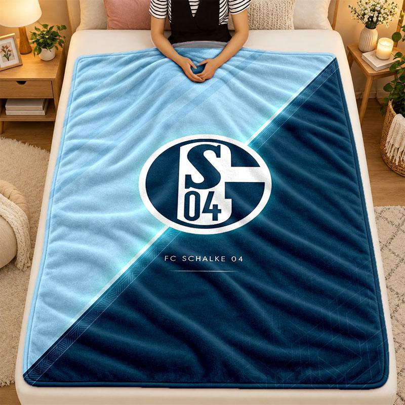 Flanell-Decke Schalke 04 Warme Weiche Überwurfdecke für drinnen Sofa Bett Wohnzimmer