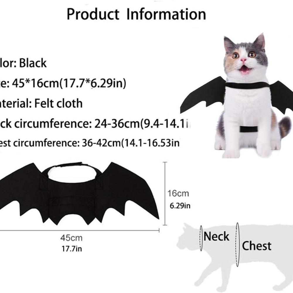 Halloween Pet Bat Wings Decoration Kitten Adjustable Costume with Velcro Kitten Cosplay Bat Wings Accessories Party Pet Supplies