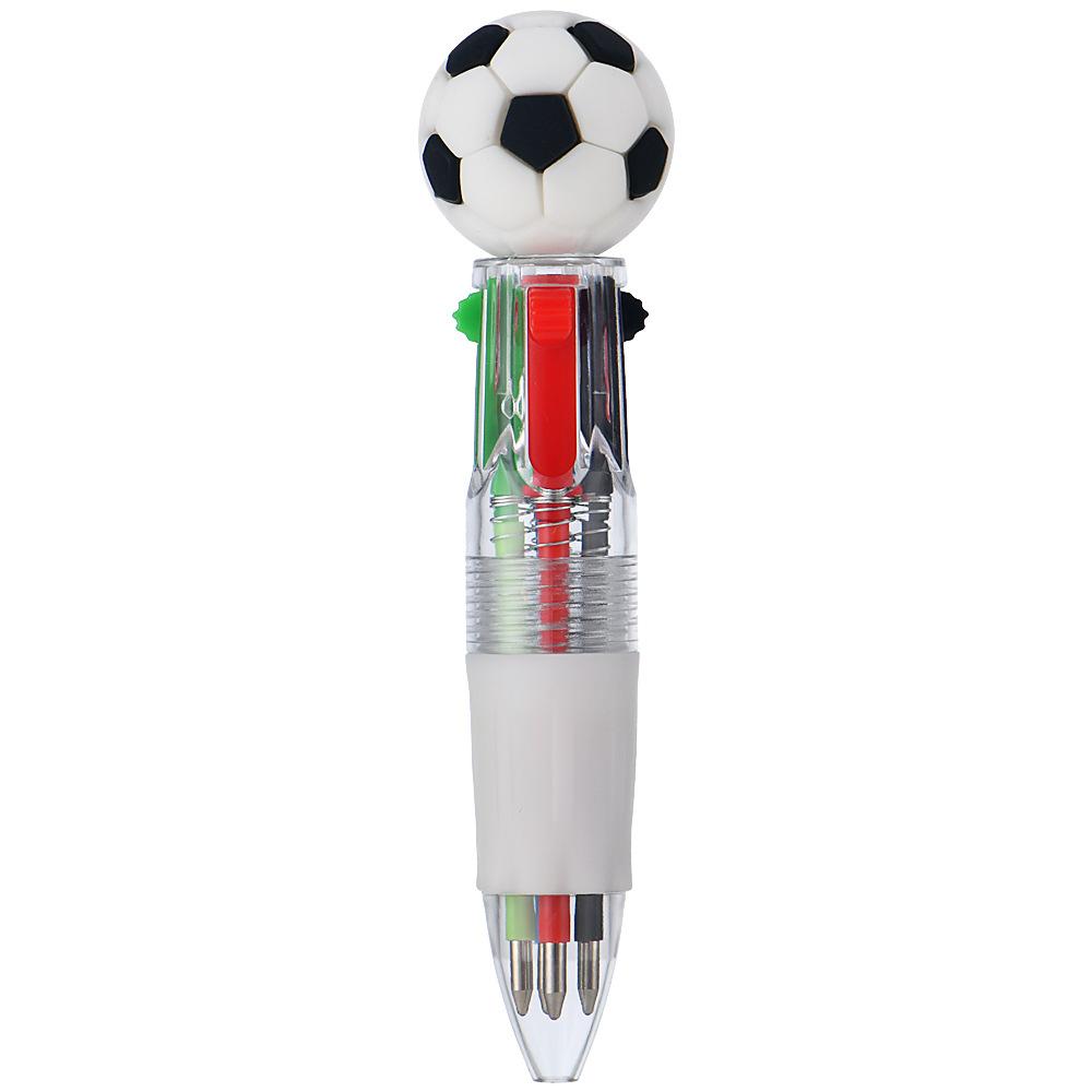 2pcs Cute Football Basketball Rugby Shaped Four-Color Ballpoint Pen, Cartoon Multicolor Mini Journal Short Pen