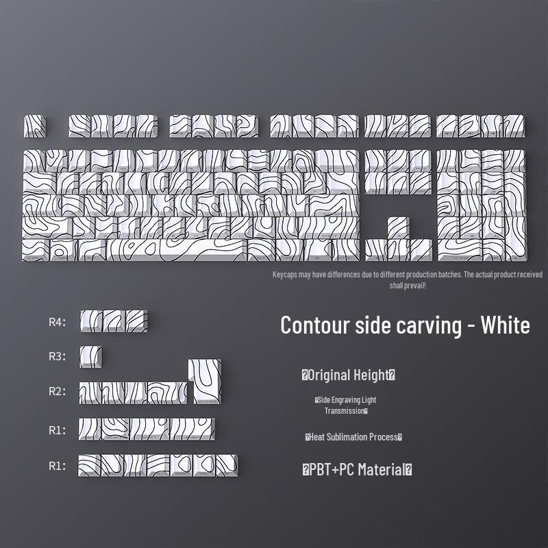 Set di Tasti Contour Line Luminous 4.0: 128 Altezza Originale, Sublimazione a Cinque Lati