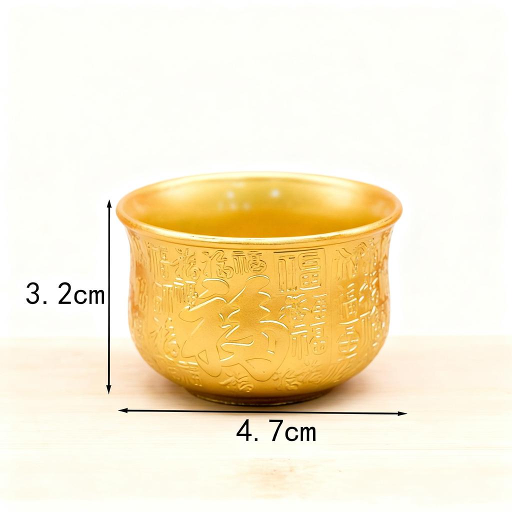Brass Water Supply Cup God of Wealth Wine Supply Utensil Household Table Offering Bodhisattva Buddha Hall Offering Cup