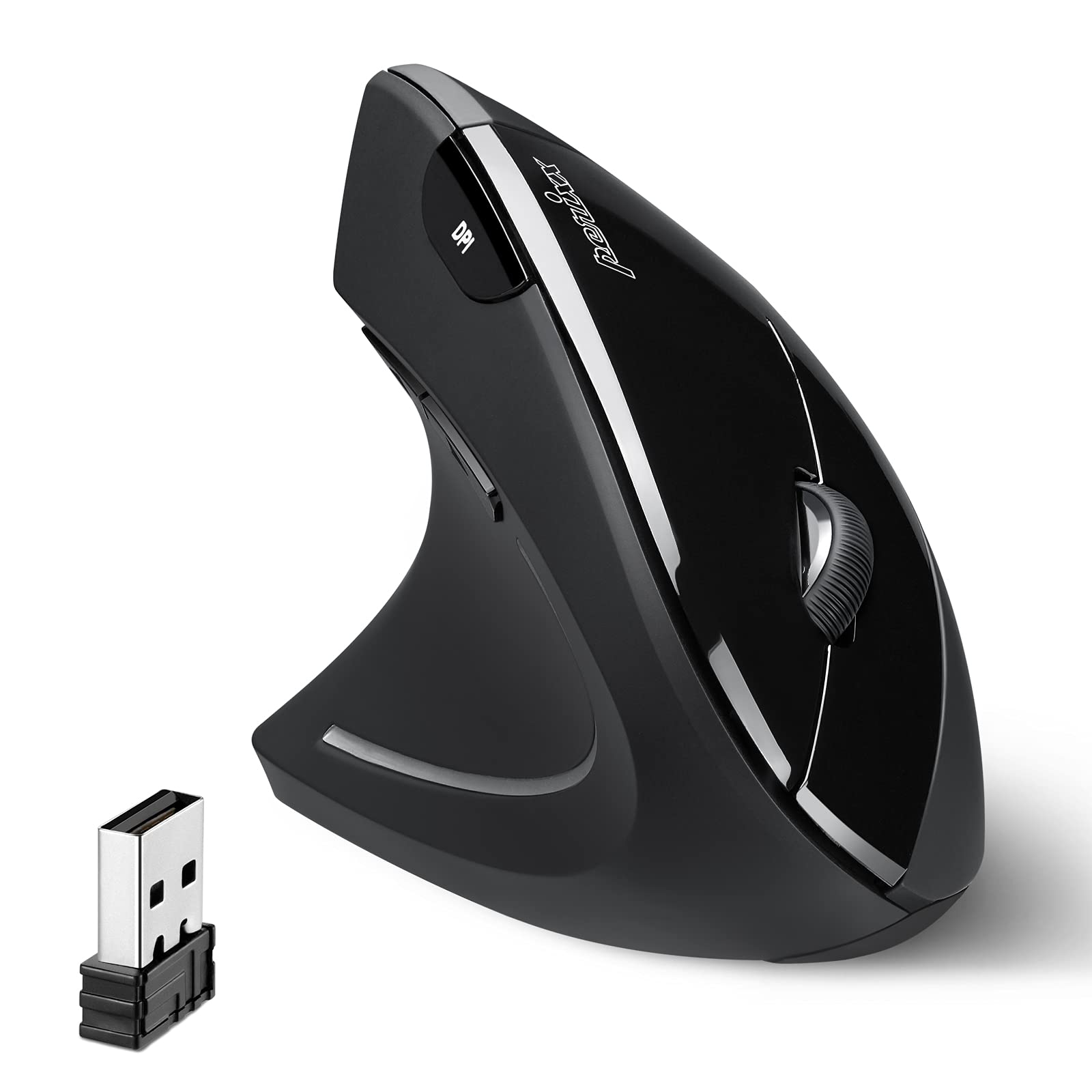

Perixx Ergonomic DPI PERIMICE-713L Mouse, Left-Handed, Vertical, Wireless, 800/1200/1600