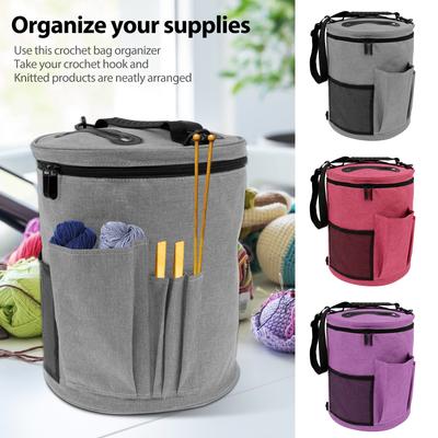 Taška na pletací nástroje, organizér na příze, taška s velkou kapacitou, přenosná s přední kapsou na jehly a háčky