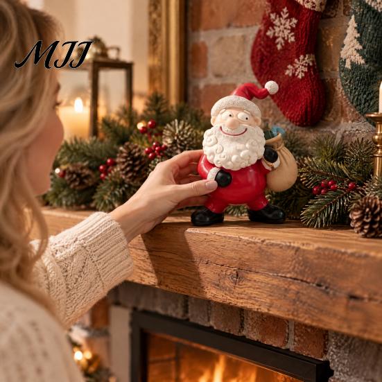 Christmas Party Table Centerpieces Santa Claus Resin Ornament, Hand Painted Festive Figurine, Vintage Durable Decor for Window Display Style