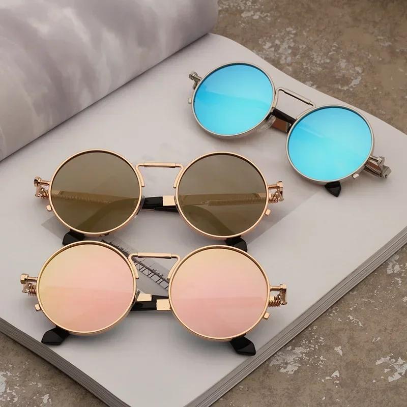 Metal Steampunk Sunglasses Men Women Fashion Round Glasses Brand Design Vintage Sunglasses High Quality UV400 Eyewear