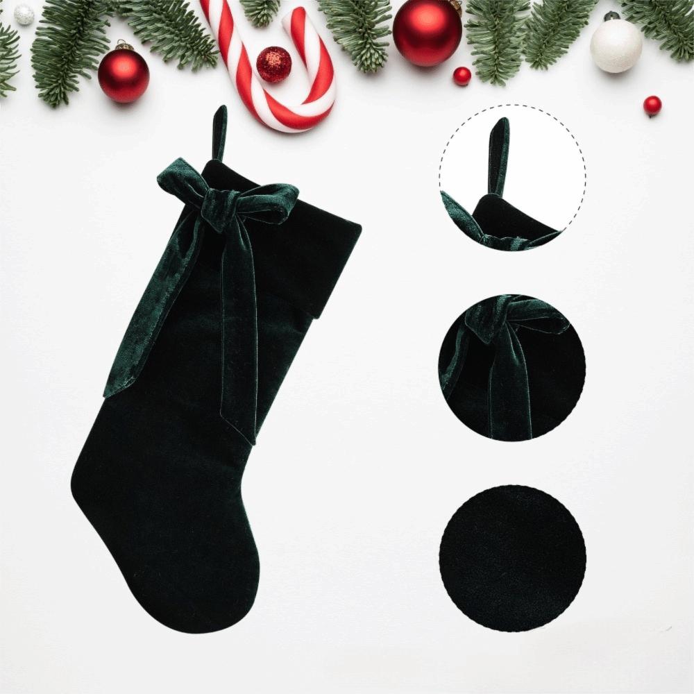 Solid Color Velvet Christmas Stocking Thickened Christmas Tree Hanging Ornaments Wall