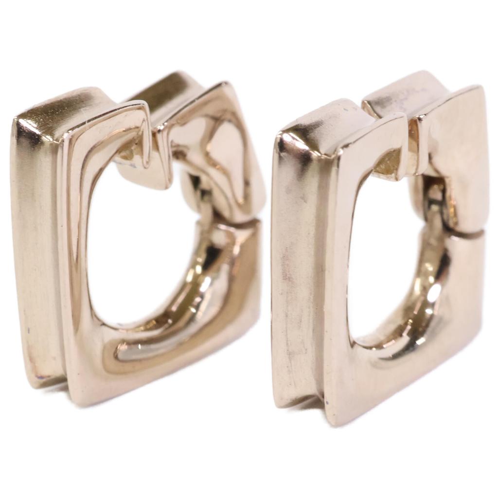 ete 925 Row Square Hug Earring Raw Brown Gold CoatingUsed