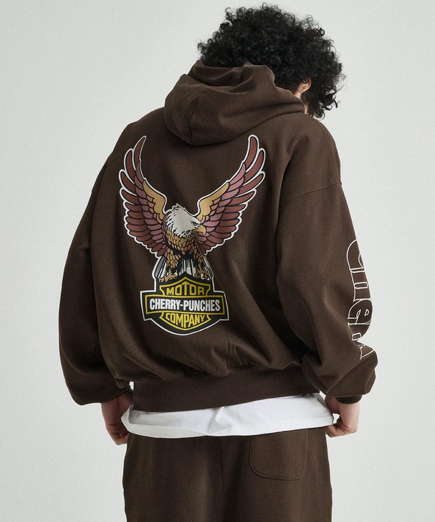 Cherry Punches Motor Company Zip-Up Hoodie (Brown)
