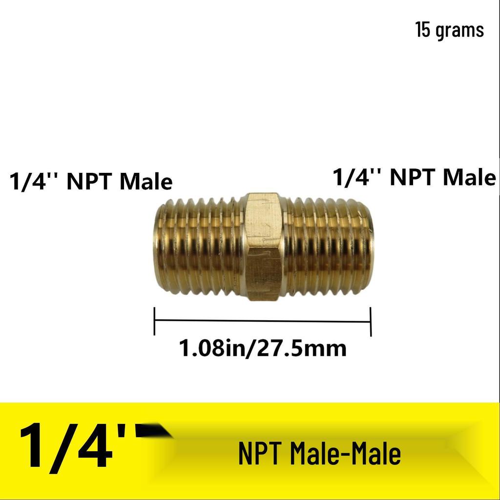 1/2" NPT Brass Male Pipe Adapter, Hex 1" NPT Male Threaded Fitting
