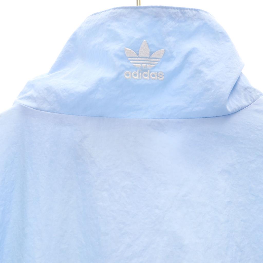 Adidas Originals Trefoil Logo Windbreaker L Sky Blue Mesh Lining Women Used