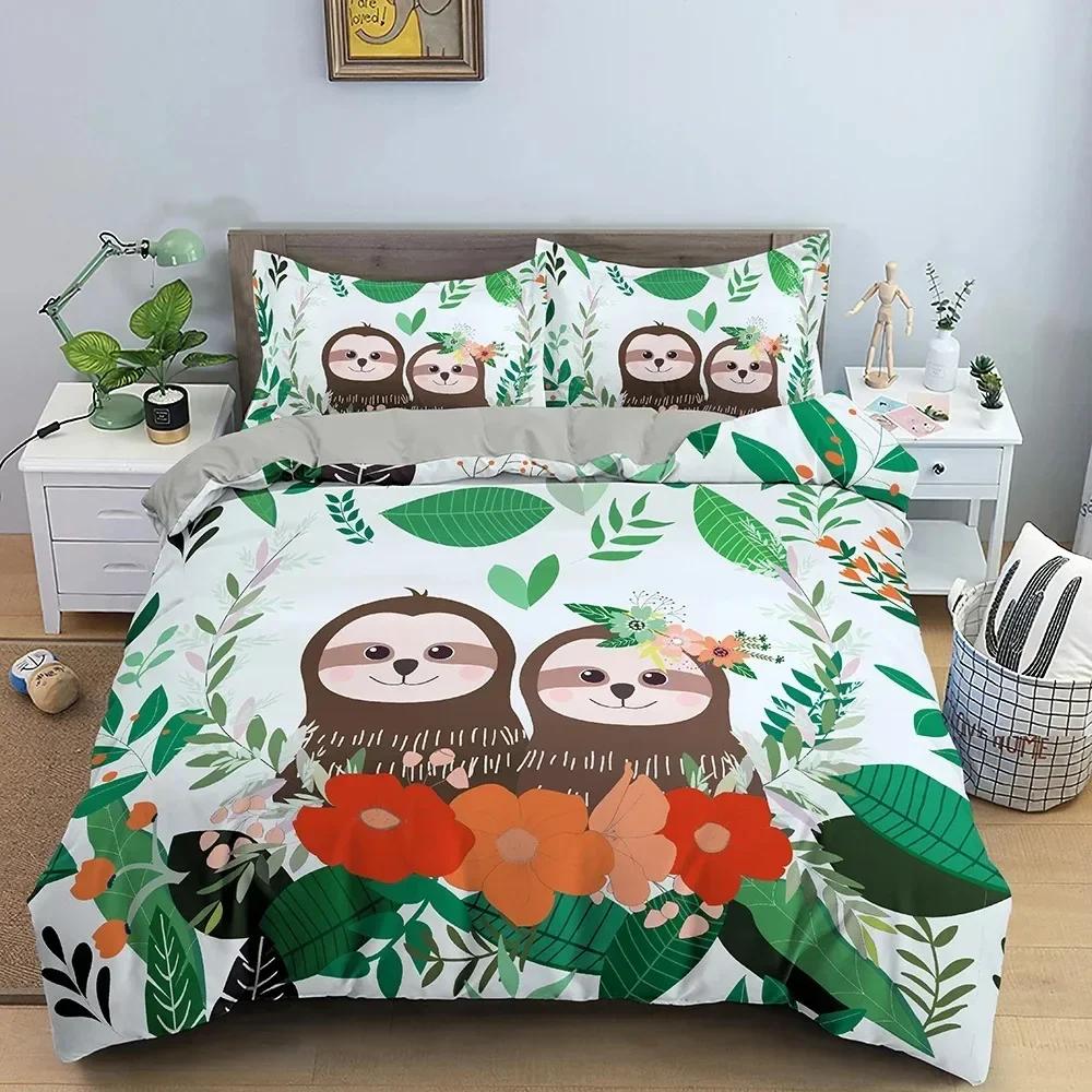 Luxury New 3D Print Tree Sloth Comfortable Duvet Quilt Cover Pillowcase Bedding Set Children Bedroom Decoration Home Textile