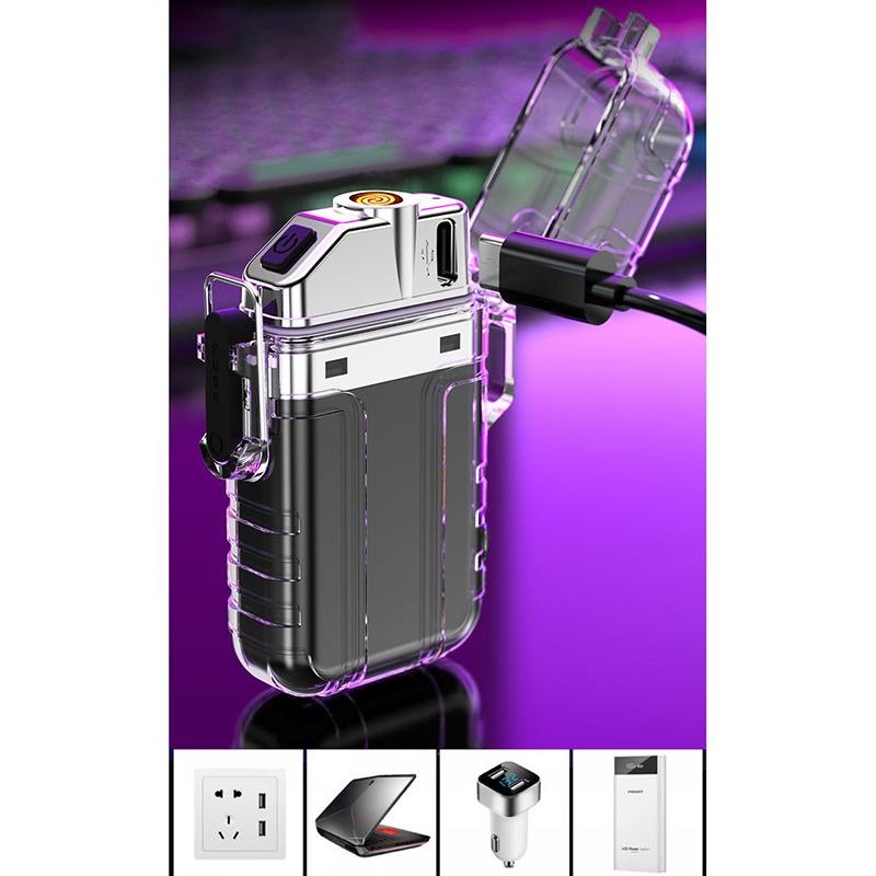 Multi-Function Electric Wire Lighter Waterproof With Emergency Keychain Light Portable Mini Rechargeable Cigarette Lighter