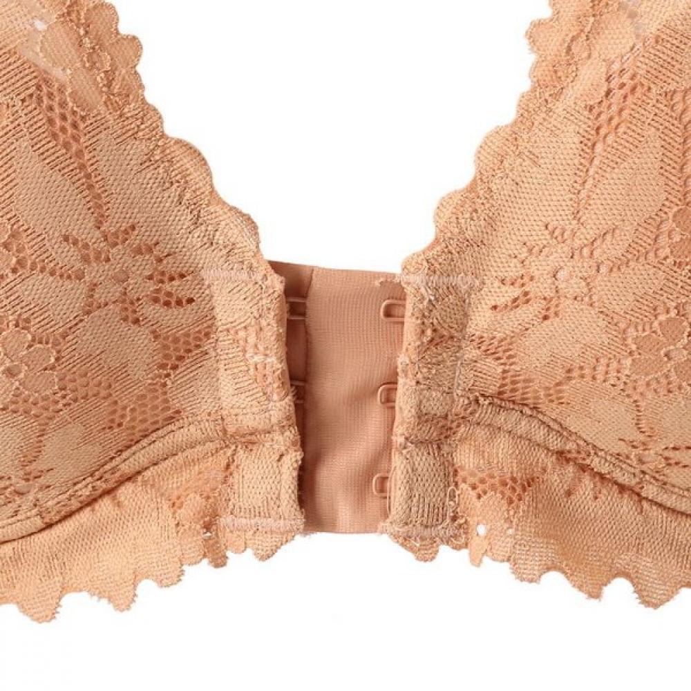 Triumph Flower Lace Front Hook No Wire Bra Beige Tewbr814be