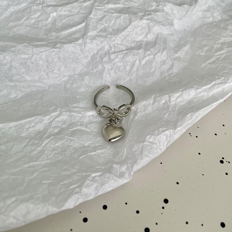 

Кольцо с открытым бантом и подвеской в виде сердца - Шикарное украшение на указательный палец для женщин Adjustable Open