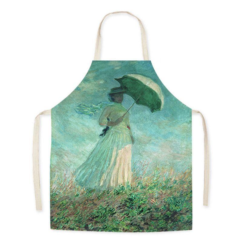

Monet Art Oil Painting Art Student Literary Apron Mori Studio Adult Sleeveless Kitchen Work Waist Bib 47x38cm
