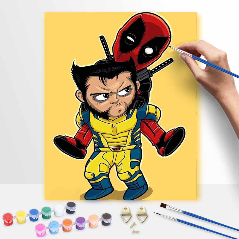 Disney oil painting Wolverine Deadpool super hero art handmade diy painting home decoration gift