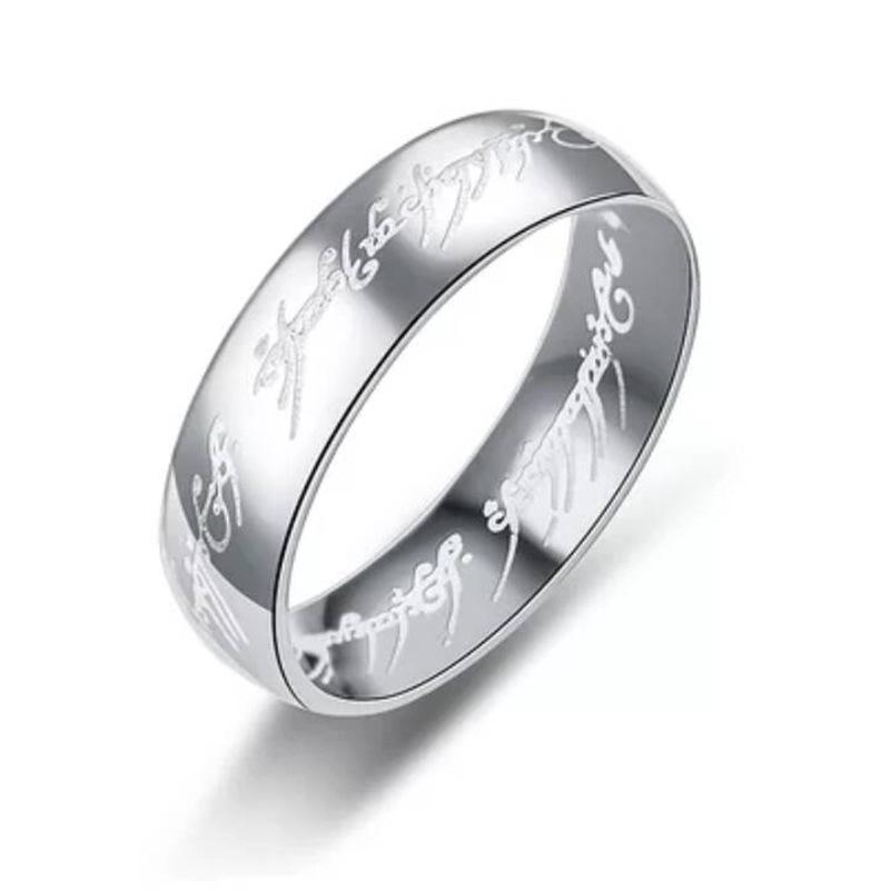 

Модное мужское кольцо в стиле панк из титановой стали «Властелин колец» - Европейский и американский стиль, парные украшения Size 9 серебряный