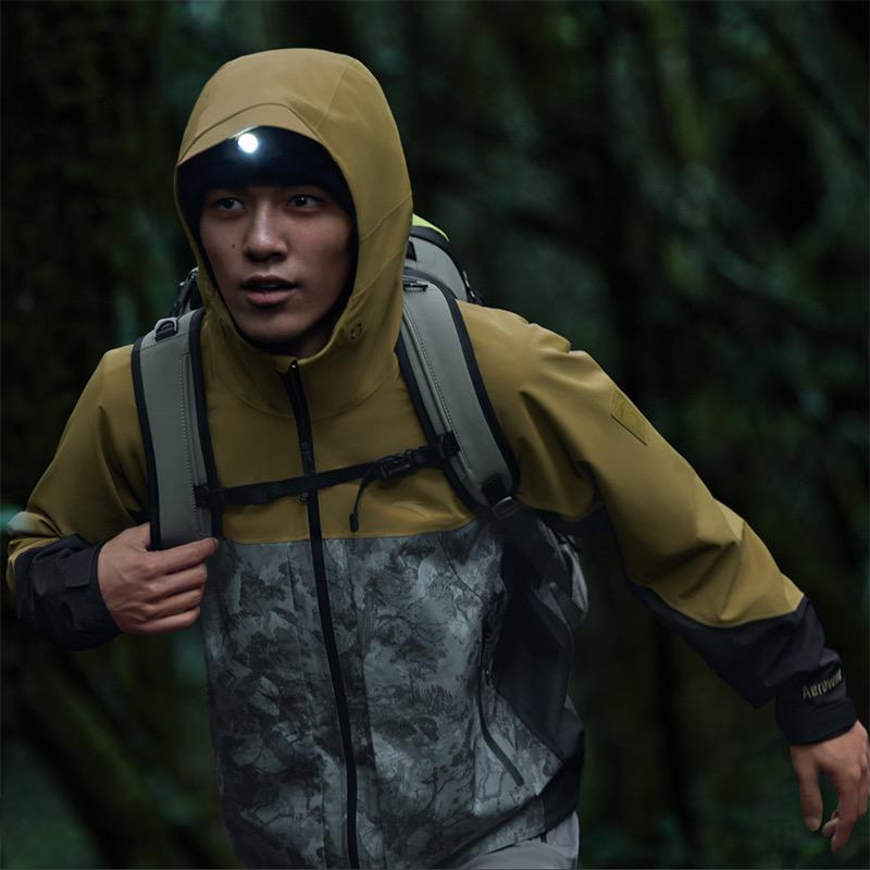 Anta X National Geographic Outdoor Series Color Block Hooded Water-Resistant Single-Layer Trail Jacket Men Jacket Stone-White Printed 152416612-1