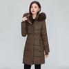 Medium and Long Butterfly Print Thin Cotton Clothes Women's Large Size Velvet Waist Hooded Large Fur Collar Cotton-padded Clothes