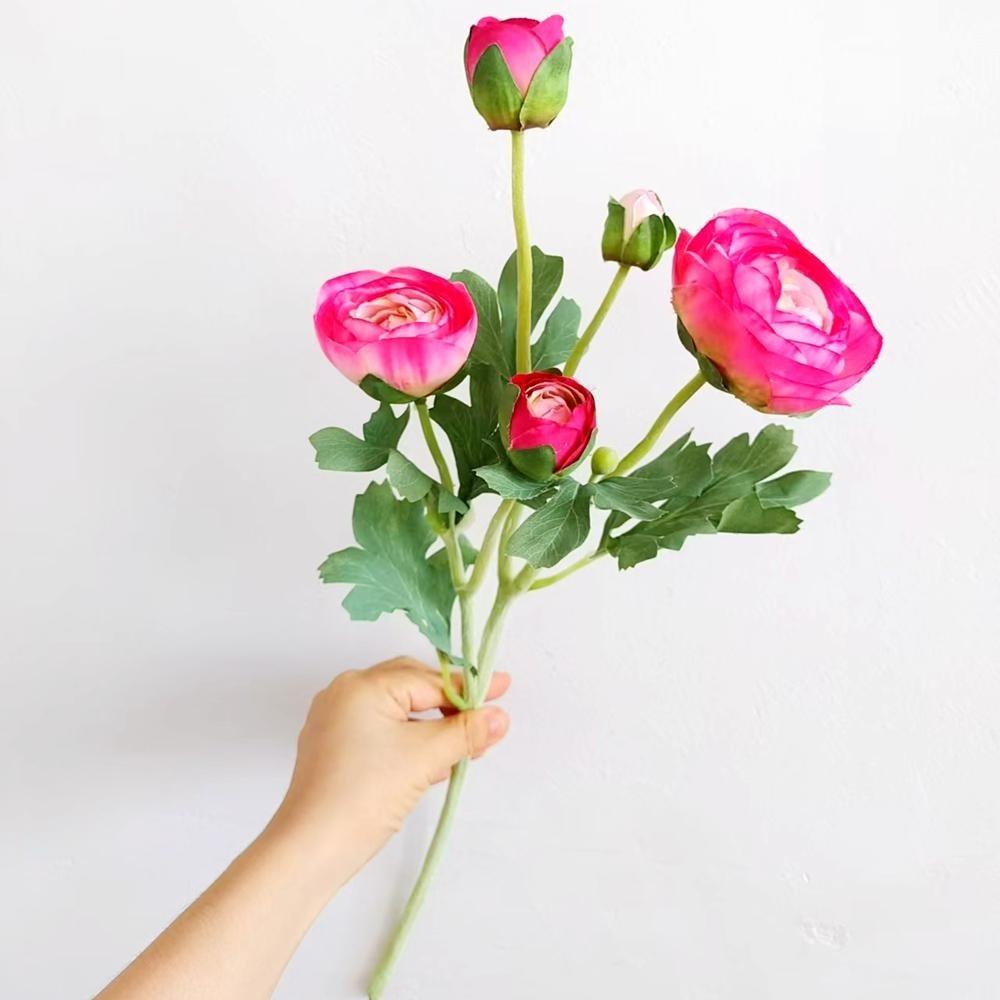 

Штучні квіти ранункулюса з реалістичним стеблом, штучна півонія, весільна прикраса, побутова імітація штучних квітів